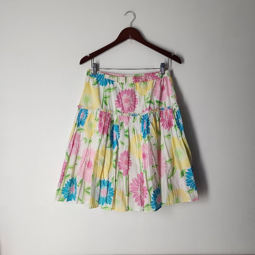 Vintage Lilly Pulitzer Skirt White Tag Floral daisy whimsical print cotton M